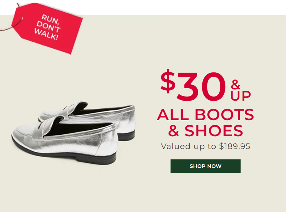 Lane Bryant: $30 & Up all boots and shoes